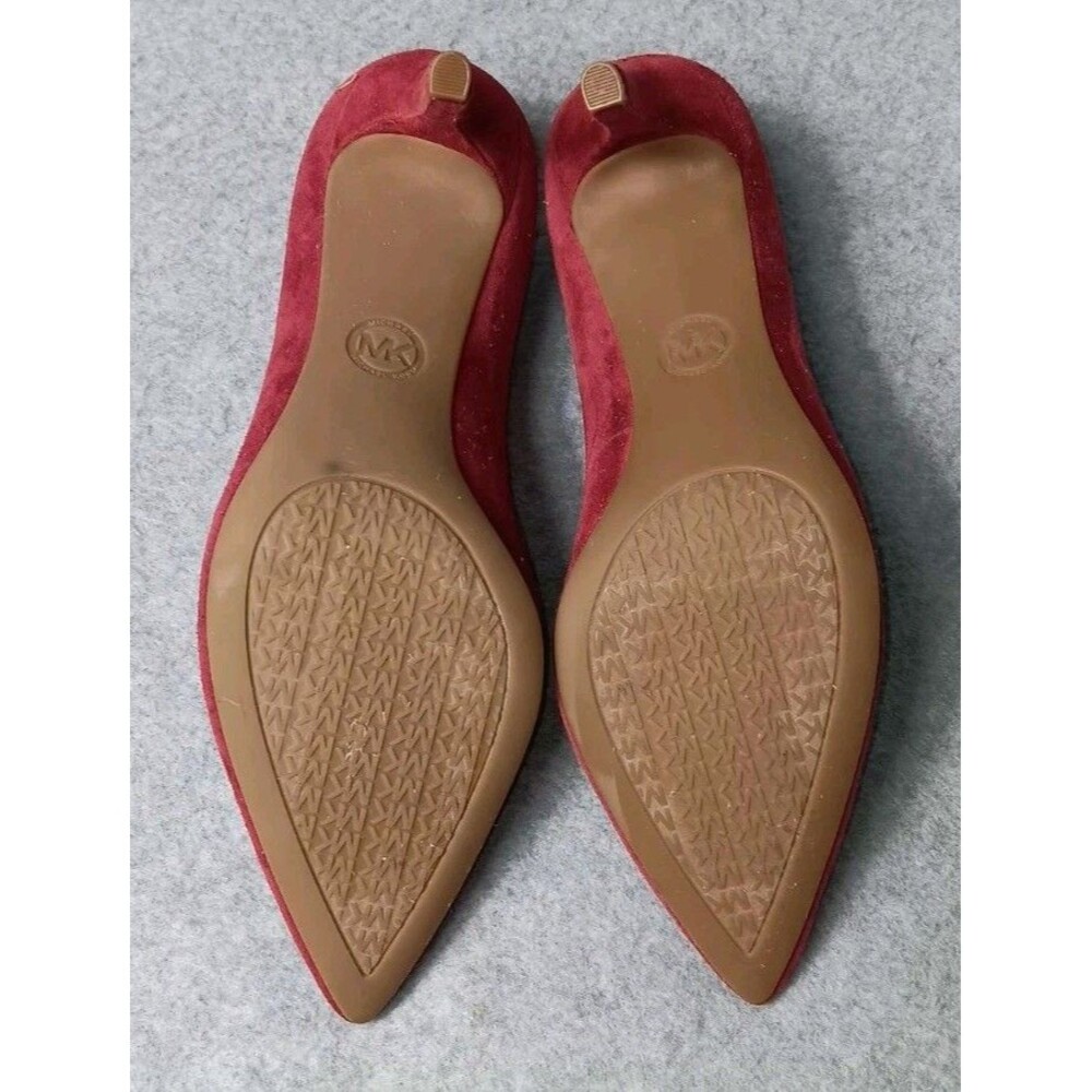 Michael Kors Dorothy Flex Pump Womens 7.5 Berry Red Suede Leather Pointed Toes - Picture 7 of 7